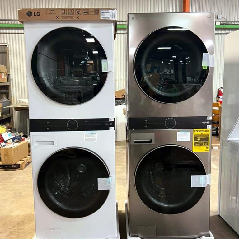 LG WashTower stacked laundry centers in white and stainless, Moorhead MN